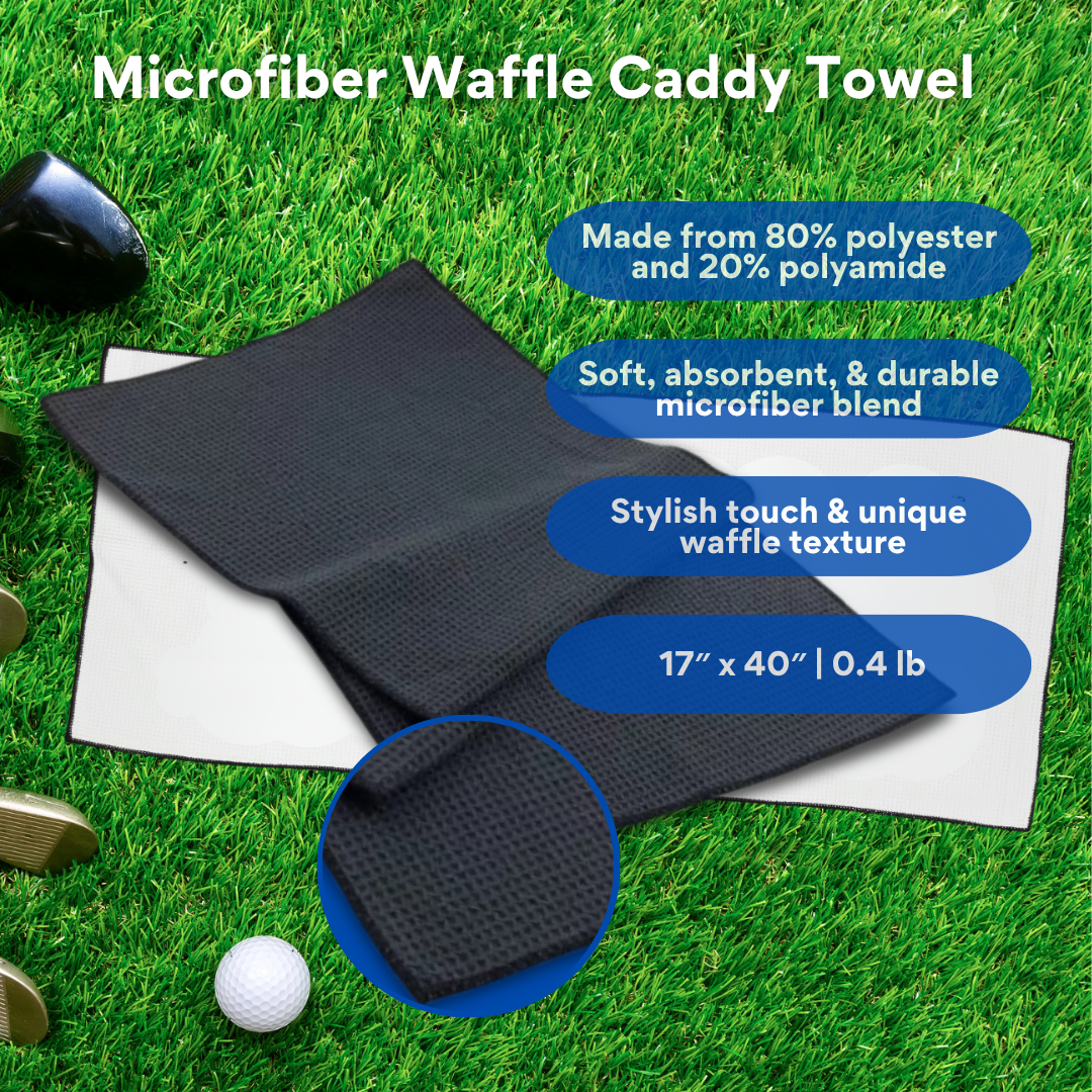 Large Microfiber Waffle Golf Towel: Black Trimmed