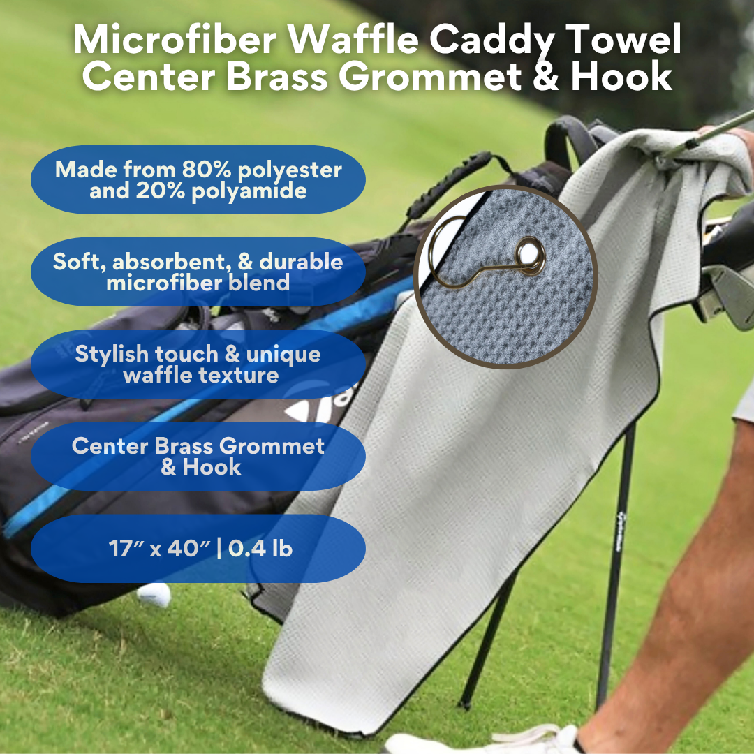 Large Microfiber Waffle Golf Towel: Center Grommet & Hook