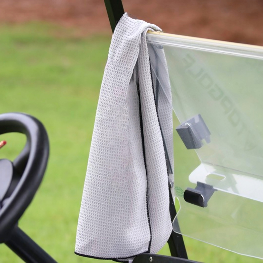 Large Microfiber Waffle Golf Towel: Black Trimmed