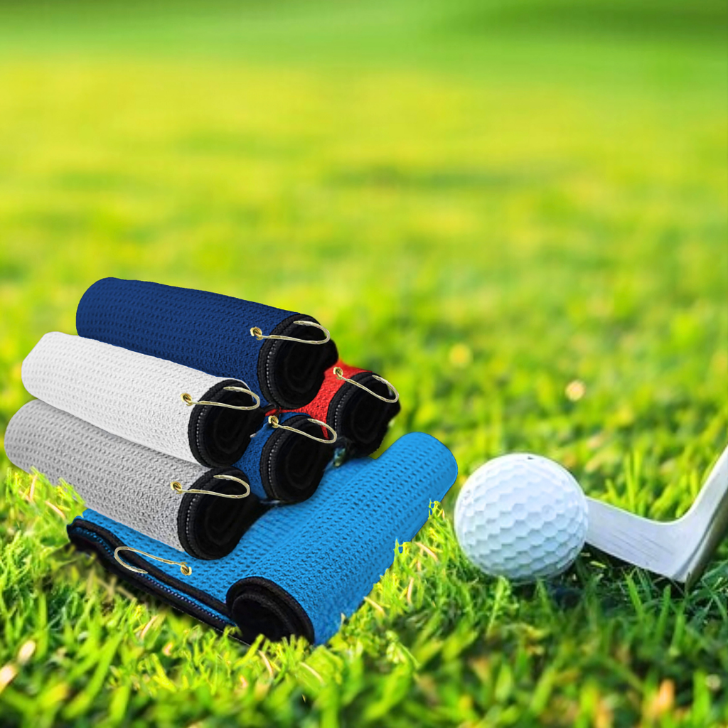 Large Microfiber Waffle Golf Towel: Center Grommet & Hook