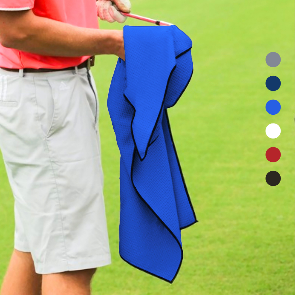 Large Microfiber Waffle Golf Towel: Black Trimmed