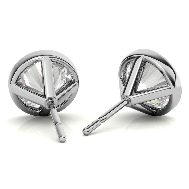 3.00 CTW Lab Grown Diamond Bezel Martini Stud Earrings in 14K White or Yellow Gold