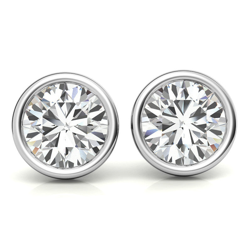 3.00 CTW Lab Grown Diamond Bezel Martini Stud Earrings in 14K White or Yellow Gold