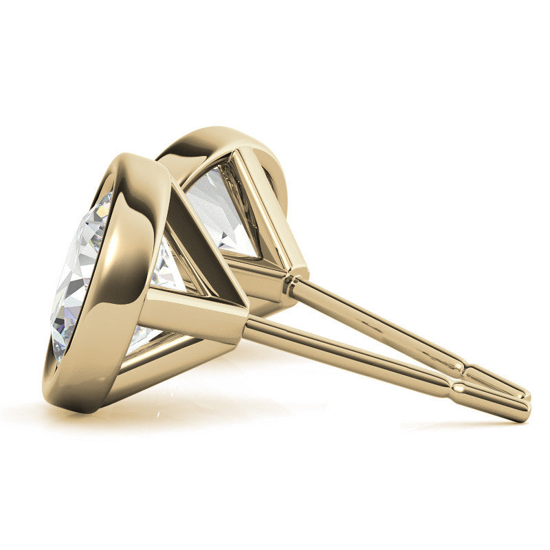3.00 CTW Lab Grown Diamond Bezel Martini Stud Earrings in 14K White or Yellow Gold