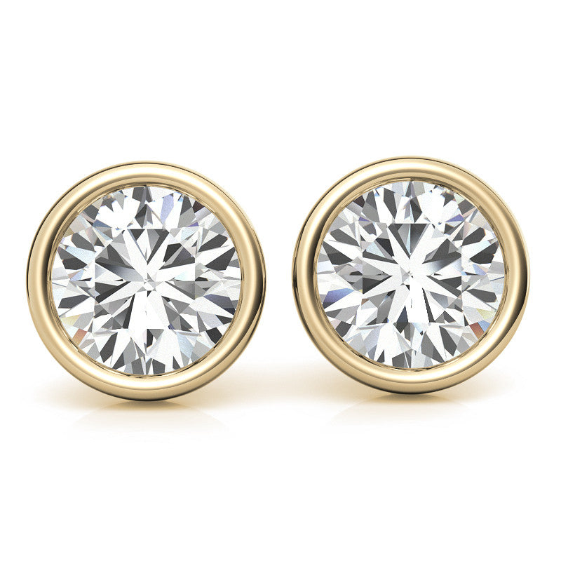 3.00 CTW Lab Grown Diamond Bezel Martini Stud Earrings in 14K White or Yellow Gold