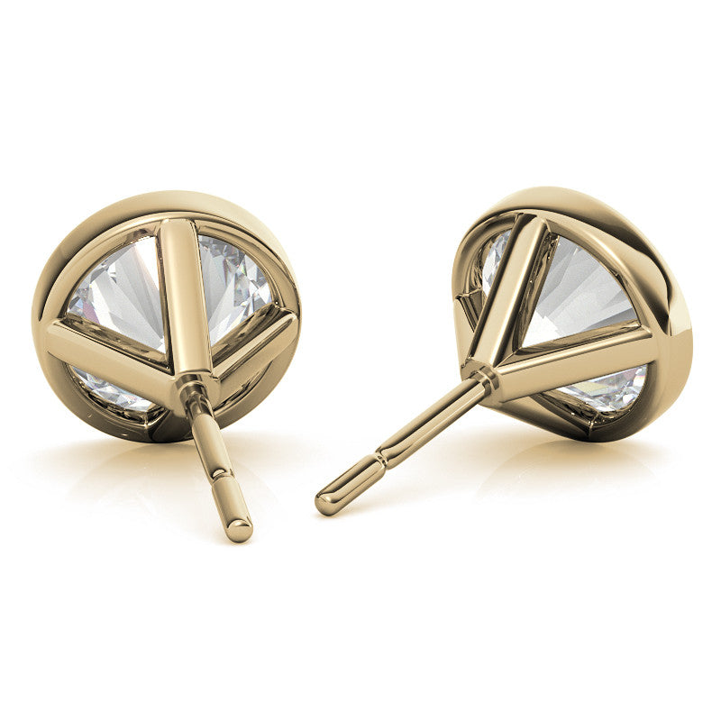 3.00 CTW Lab Grown Diamond Bezel Martini Stud Earrings in 14K White or Yellow Gold
