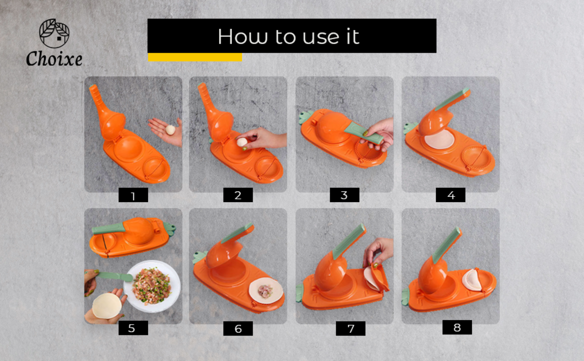 2-in-1 Manual Dough Press. Dumpling Empanada Pastries Maker