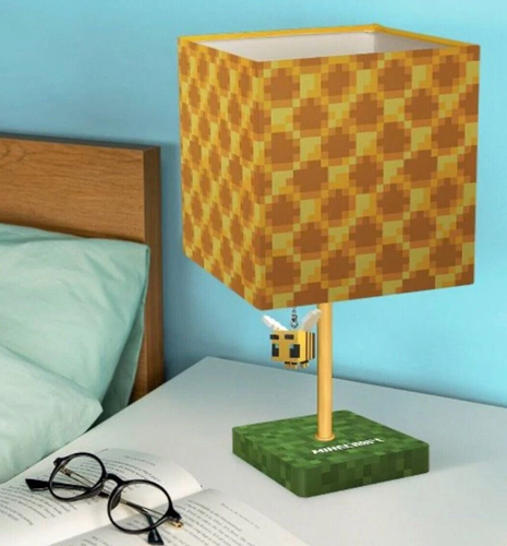 Minecraft Yellow Bee Nest Block Desk Lamp with 3D Bee Puller