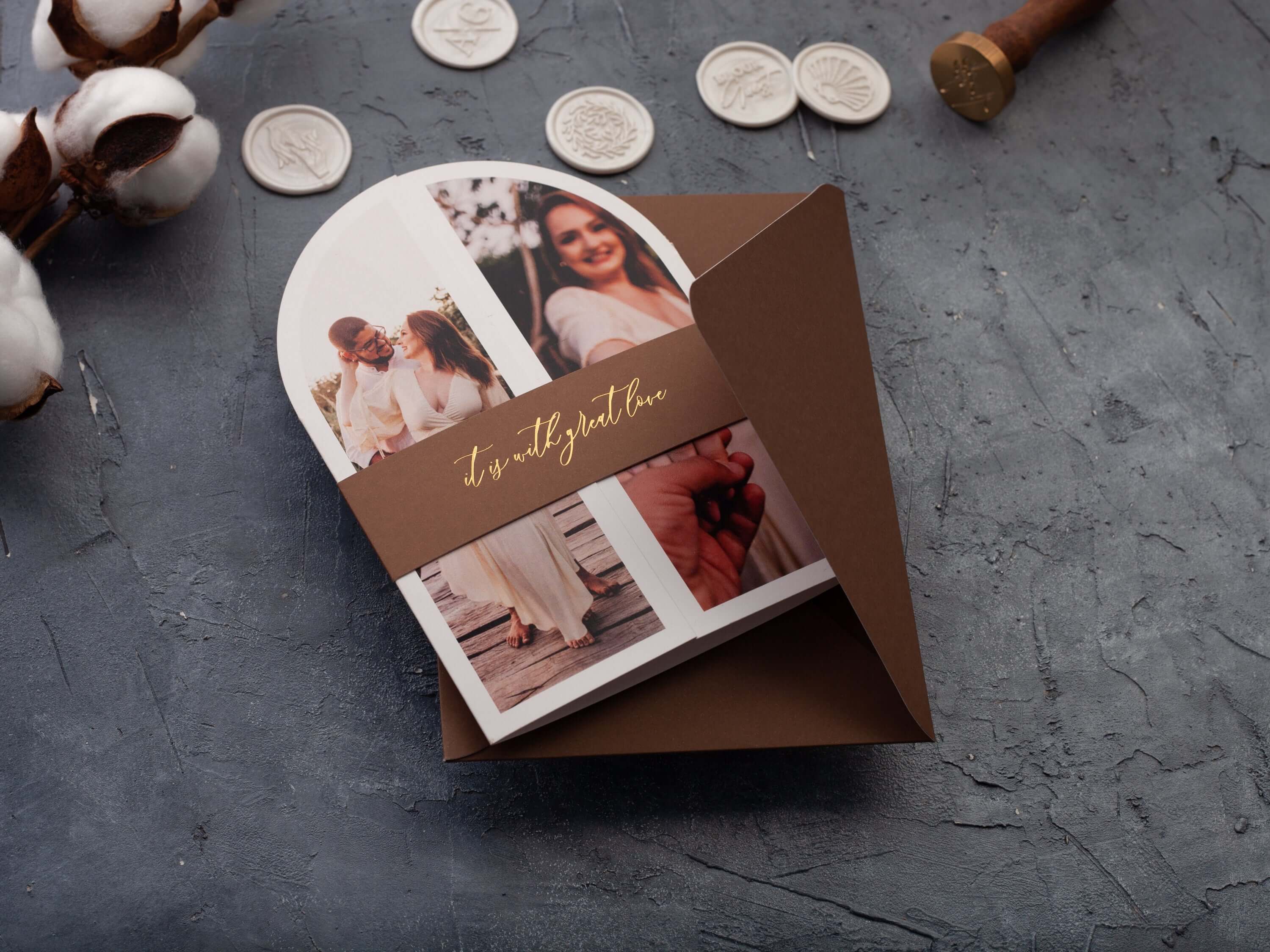 Arch Wedding Invitations with Couple Photo and QR RSVP