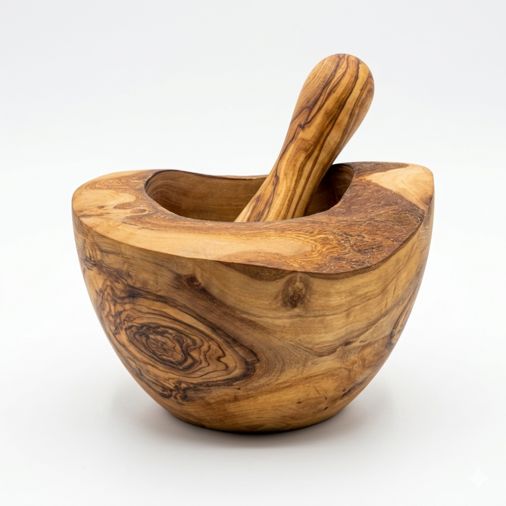 Olive Wood Rustic Mortar and Pestle