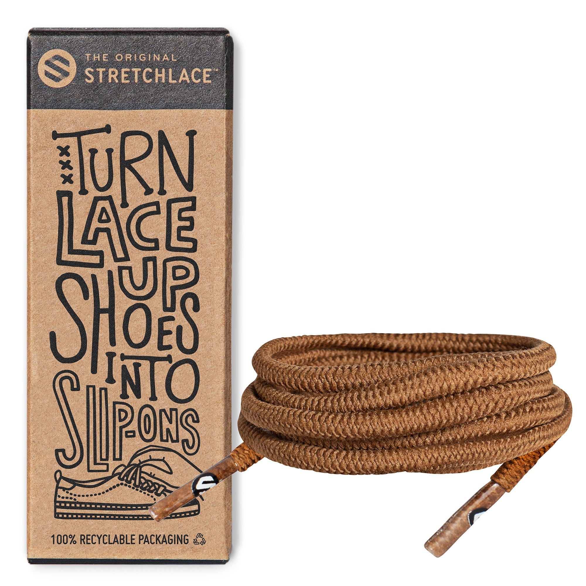 Light Brown Round Elastic Stretch Shoe Laces