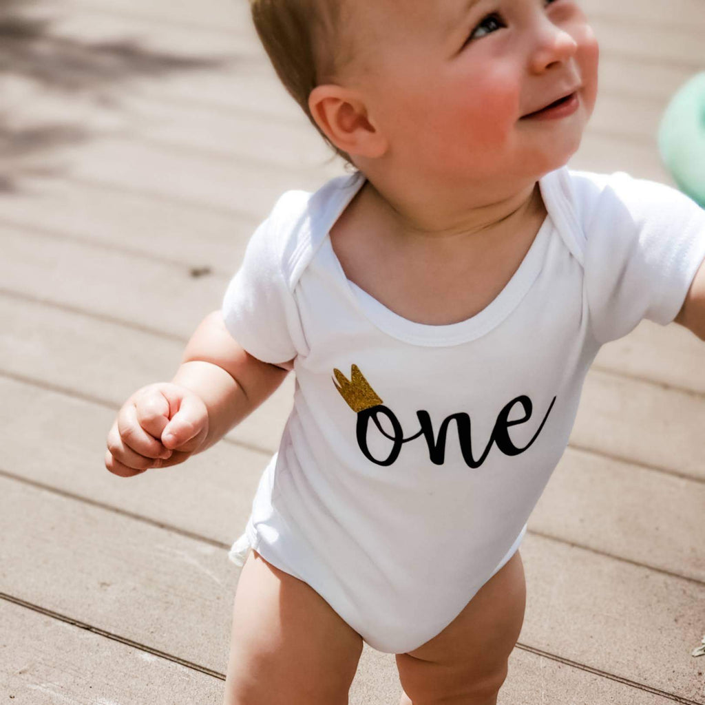 ONE Year Old Short Sleeve Baby Bodysuit