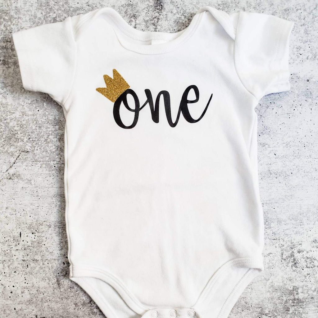 ONE Year Old Short Sleeve Baby Bodysuit