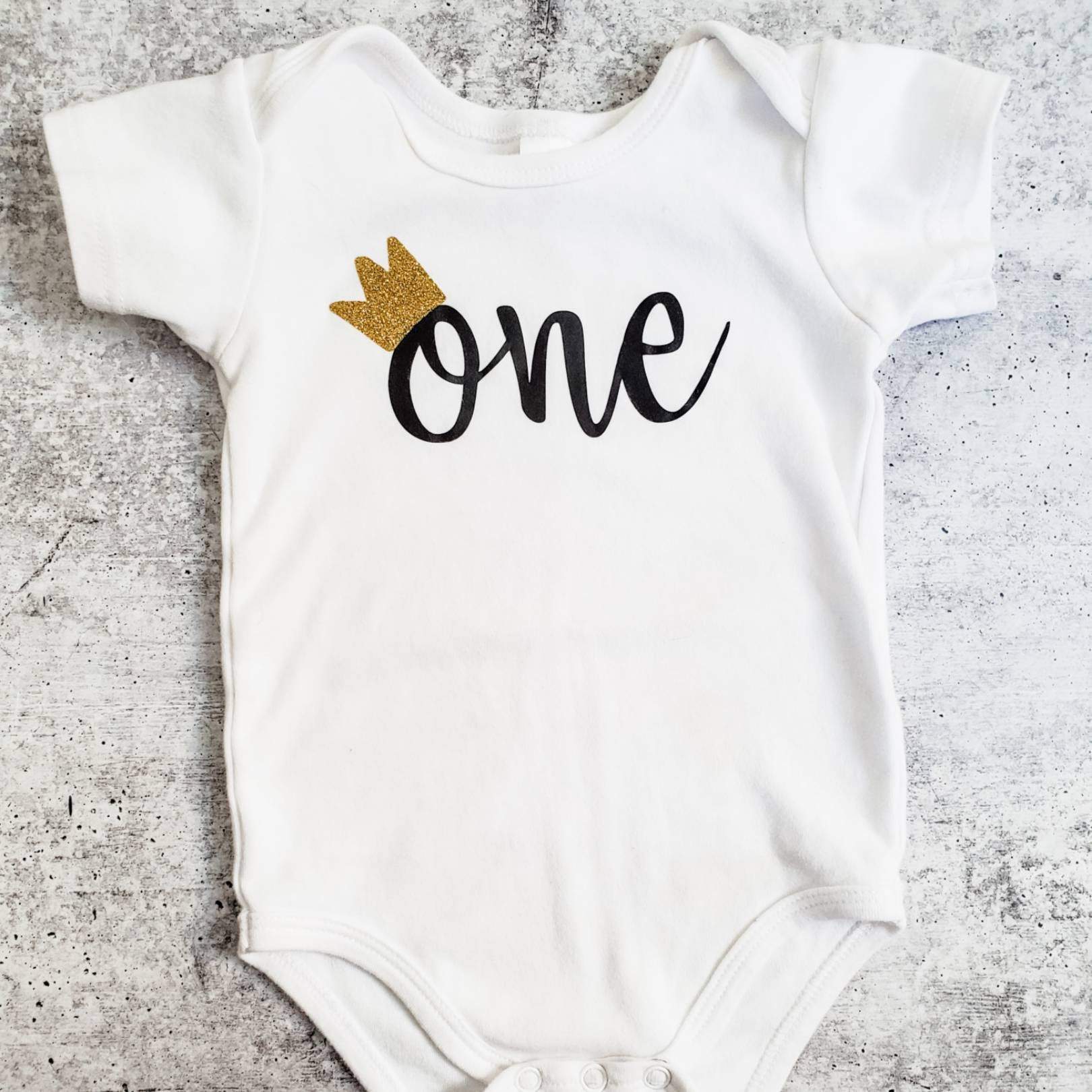 ONE Year Old Short Sleeve Baby Bodysuit