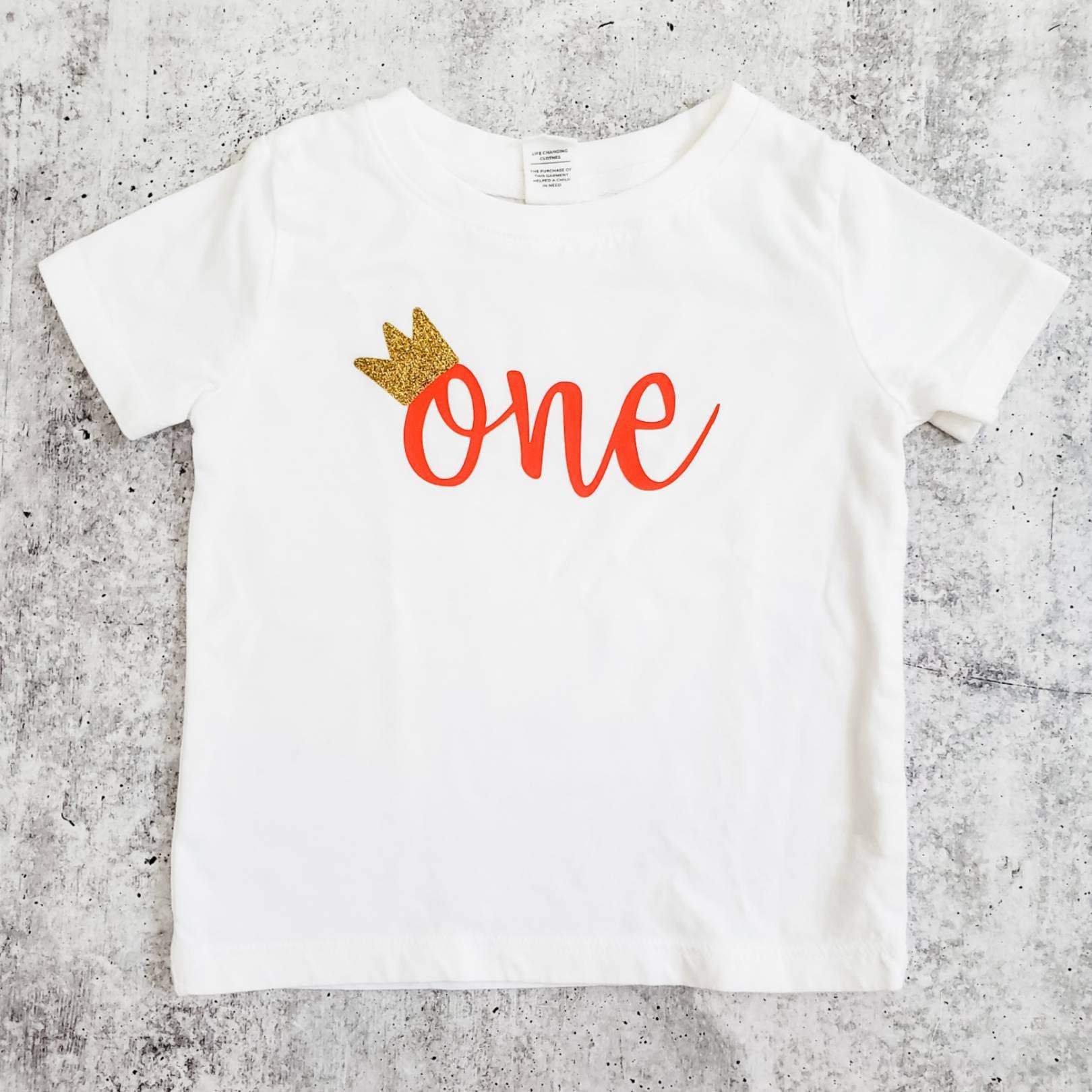 ONE Year Old Short Sleeve Baby Bodysuit