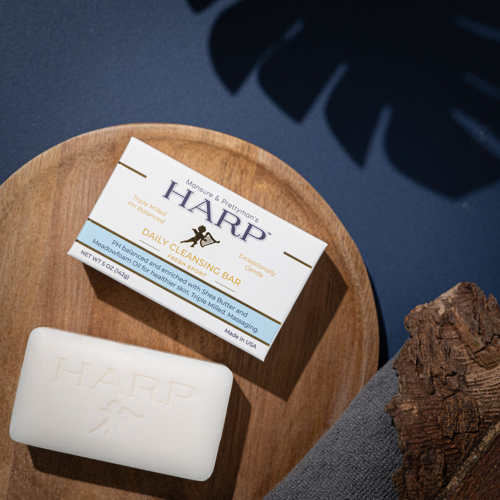 HARP® Fresh Sport Body Wash Bar – pH Balanced (5.0–6.0) Syndet Cleanser, Soap-Free & No Lye, Non-Comedogenic, Gentle for Sensitive & Dry Skin, With Shea Butter & Borage Oil