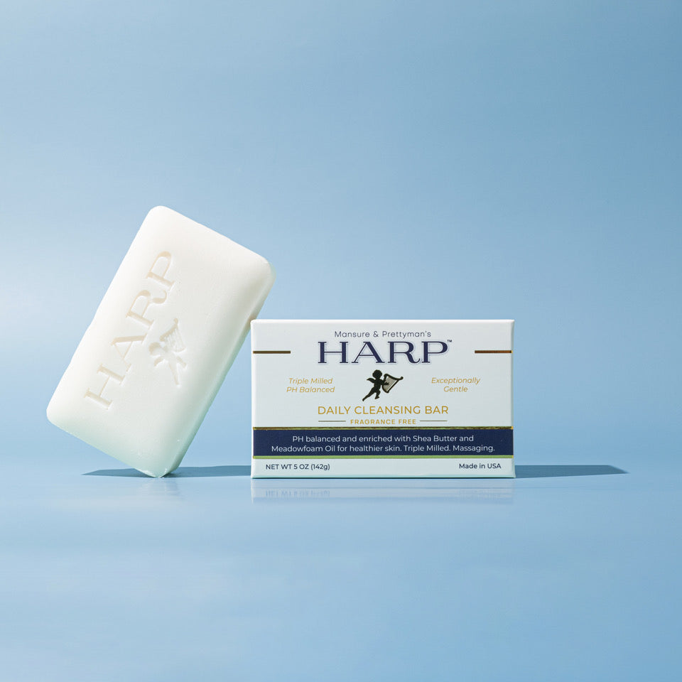 HARP® FRAGRANCE FREE Body Wash Bar – pH Balanced (5.0–6.0) Syndet Cleanser, No Lye, Non-Comedogenic, Gentle for Sensitive & Dry Skin, With Shea Butter & Borage Oil. 5oz Bars