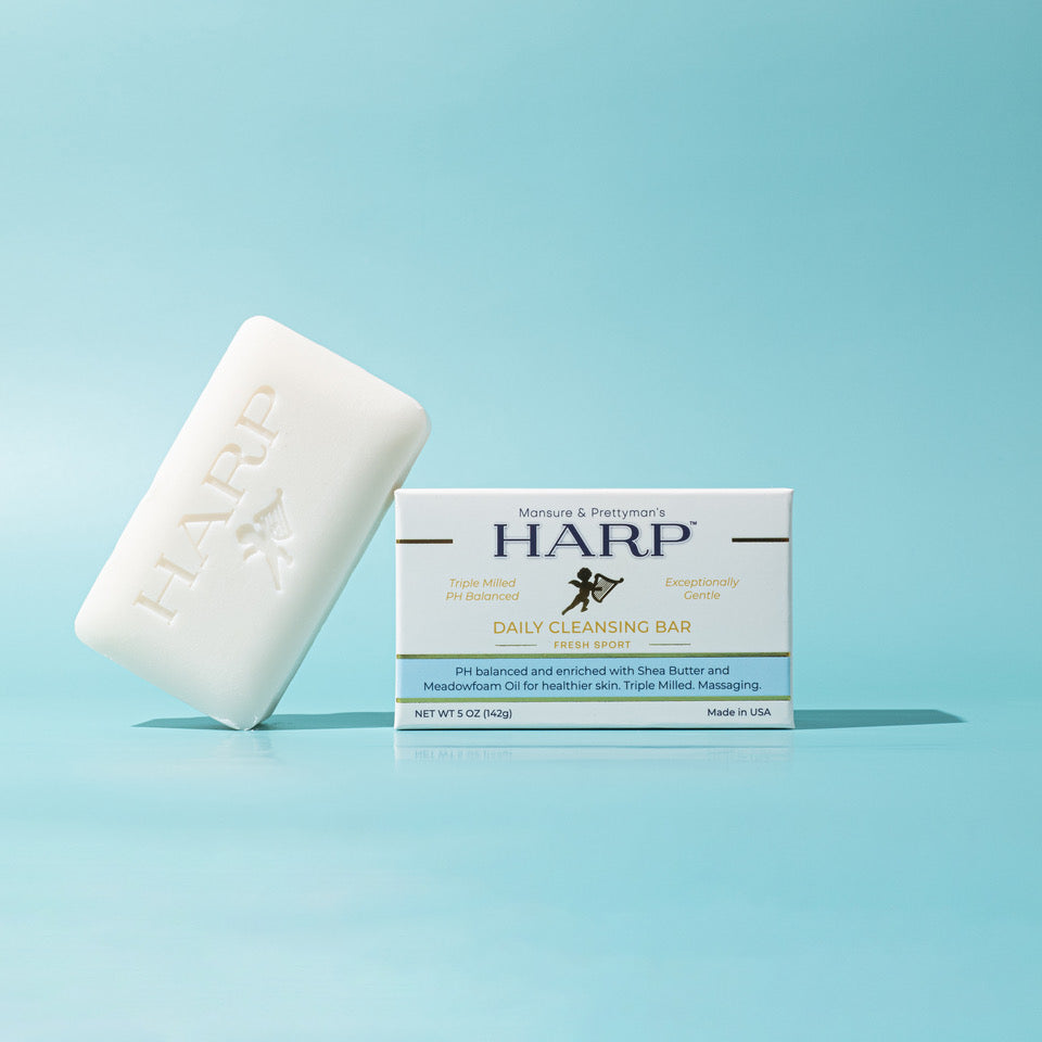 HARP® Fresh Sport Body Wash Bar – pH Balanced (5.0–6.0) Syndet Cleanser, Soap-Free & No Lye, Non-Comedogenic, Gentle for Sensitive & Dry Skin, With Shea Butter & Borage Oil