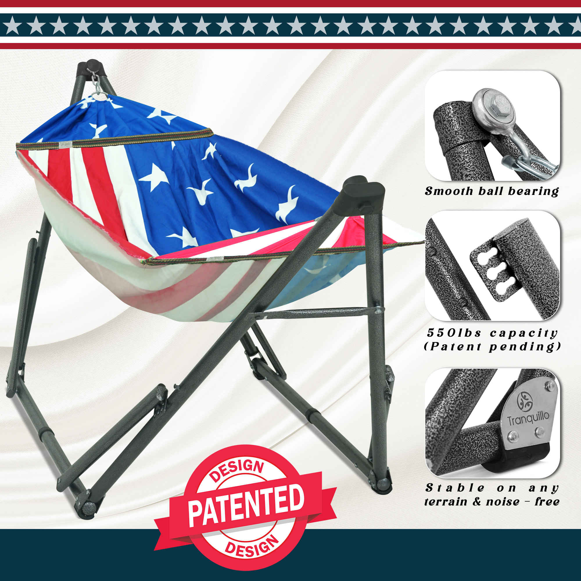 Tranquillo Uniki Canvas Hammock with Stand for Ultimate Relaxation