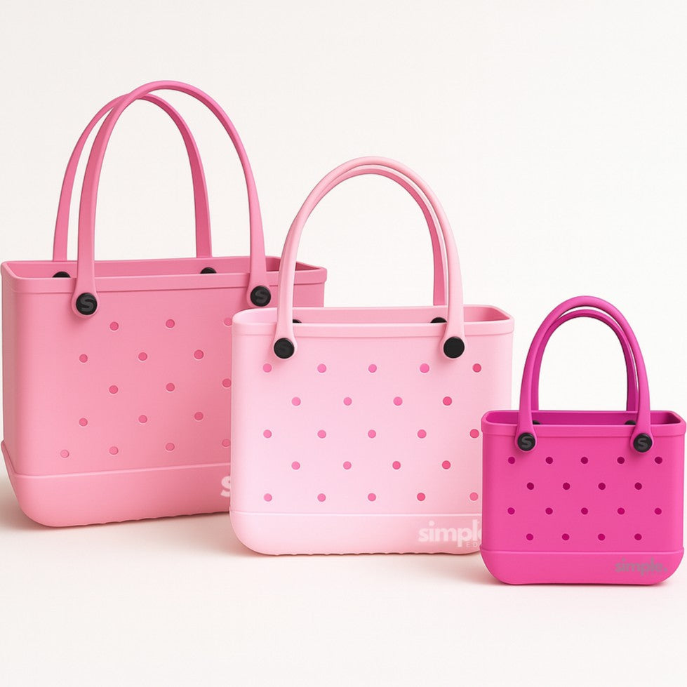 Rubber Tote Bag Set of 3 (XL/M/S) – Stylish Pink Tones EVA Bags, Great Value