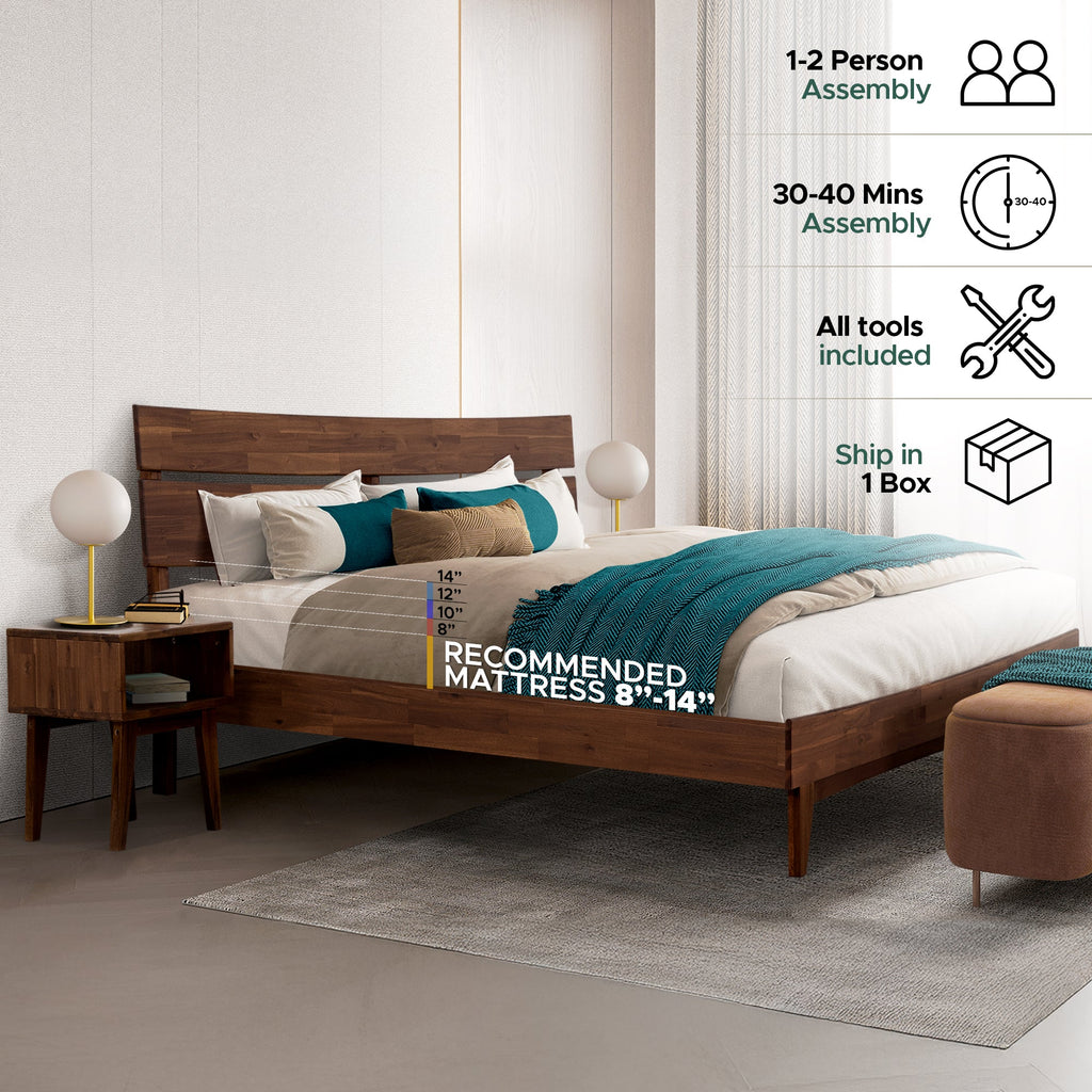 [Buy 1 Get 1] Aurora Solid Wood Bed Frame & Nightstand
