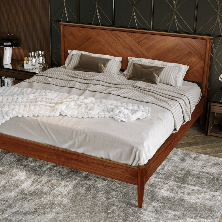 Panthera Solid Wood Bed Frame With Headboard