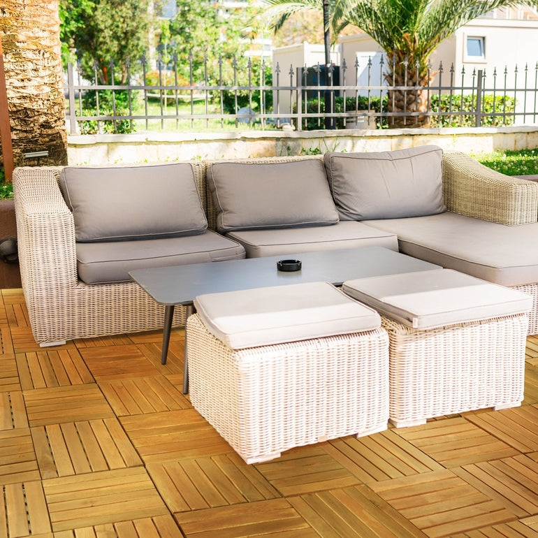 Solid Wood Deck Tiles 6 Slat Set 9