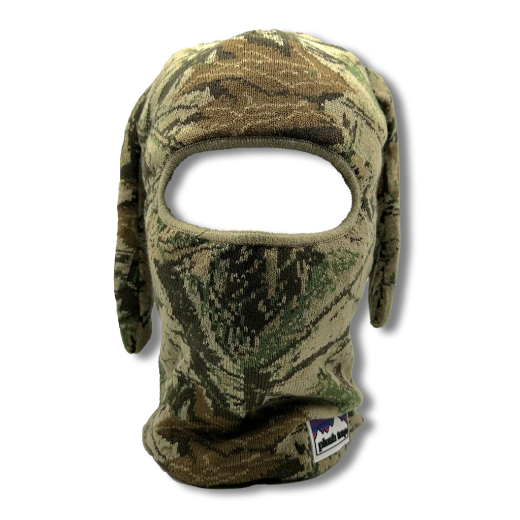 Camo BunSki Balaclava – Snow & Woods Camo Bunny Ear Ski Mask for Hunting, Winter Sports & Outdoor Activities