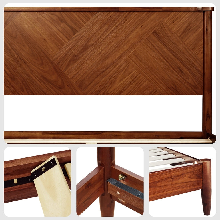 Panthera Solid Wood Bed Frame With Headboard