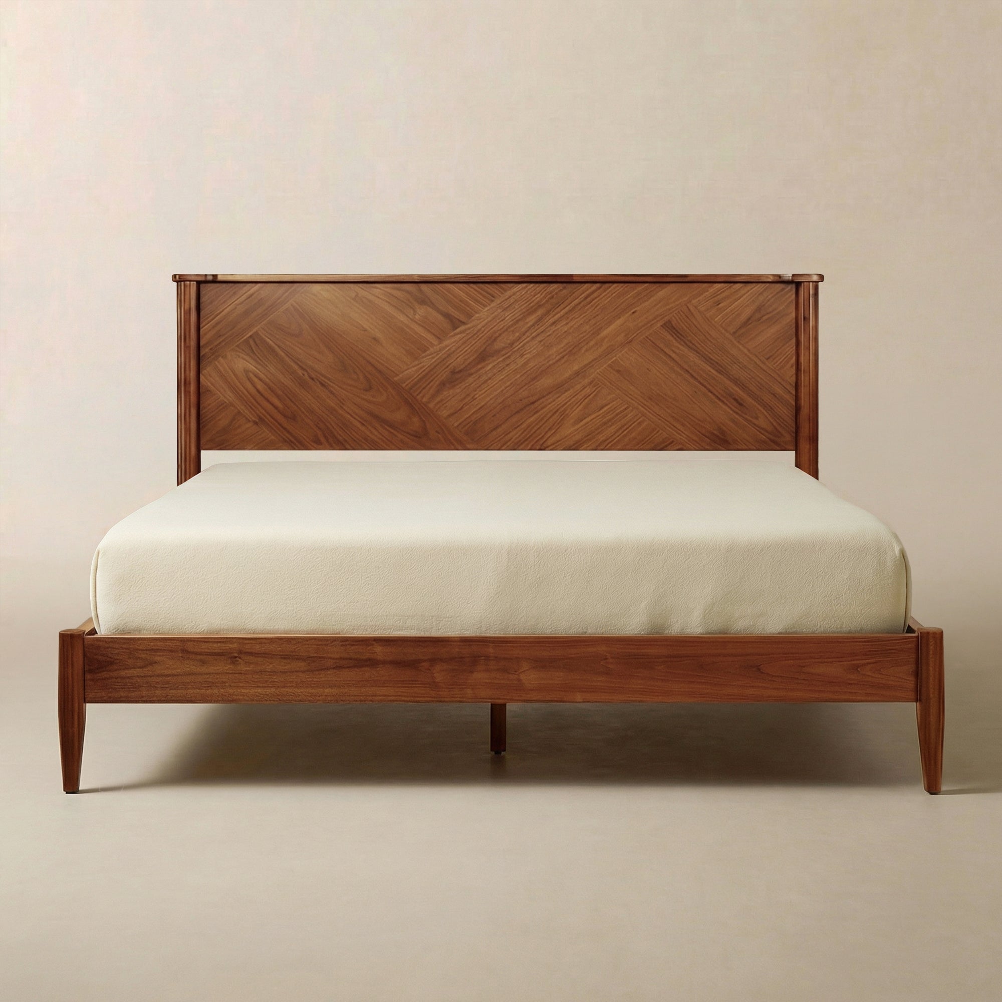Panthera Solid Wood Bed Frame With Headboard