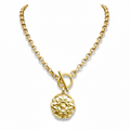 Matte Gold Flower Pendant On Rolo Chain