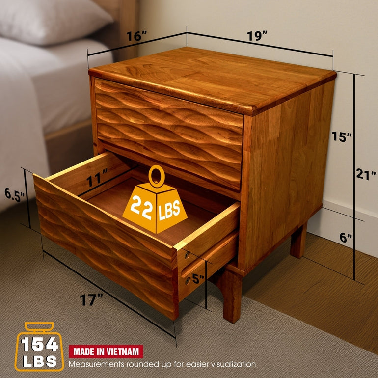 Elara Solid Wood Nightstand