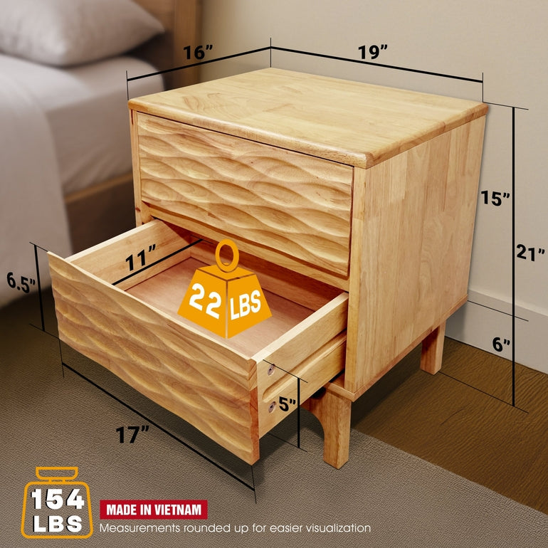 Elara Solid Wood Nightstand