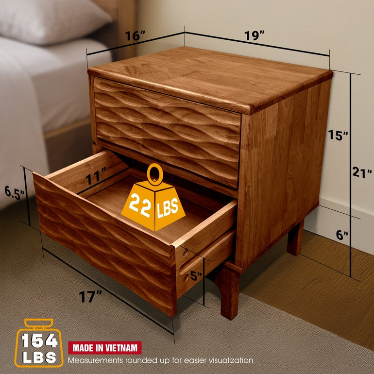 Elara Solid Wood Nightstand