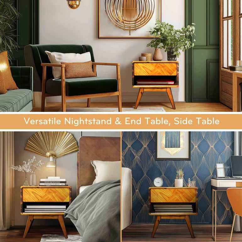 Laden Handcrafted Solid Wood Nightstand
