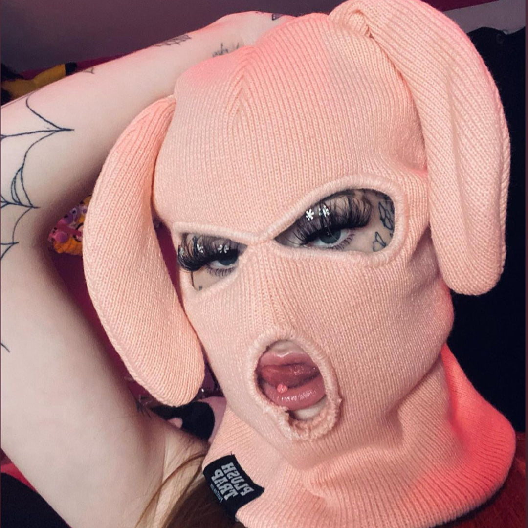 Pink Bunski 3-Hole Balaclava – Bunny Ear Ski Mask for Kawaii Fashion, Streetwear & Winter Sports