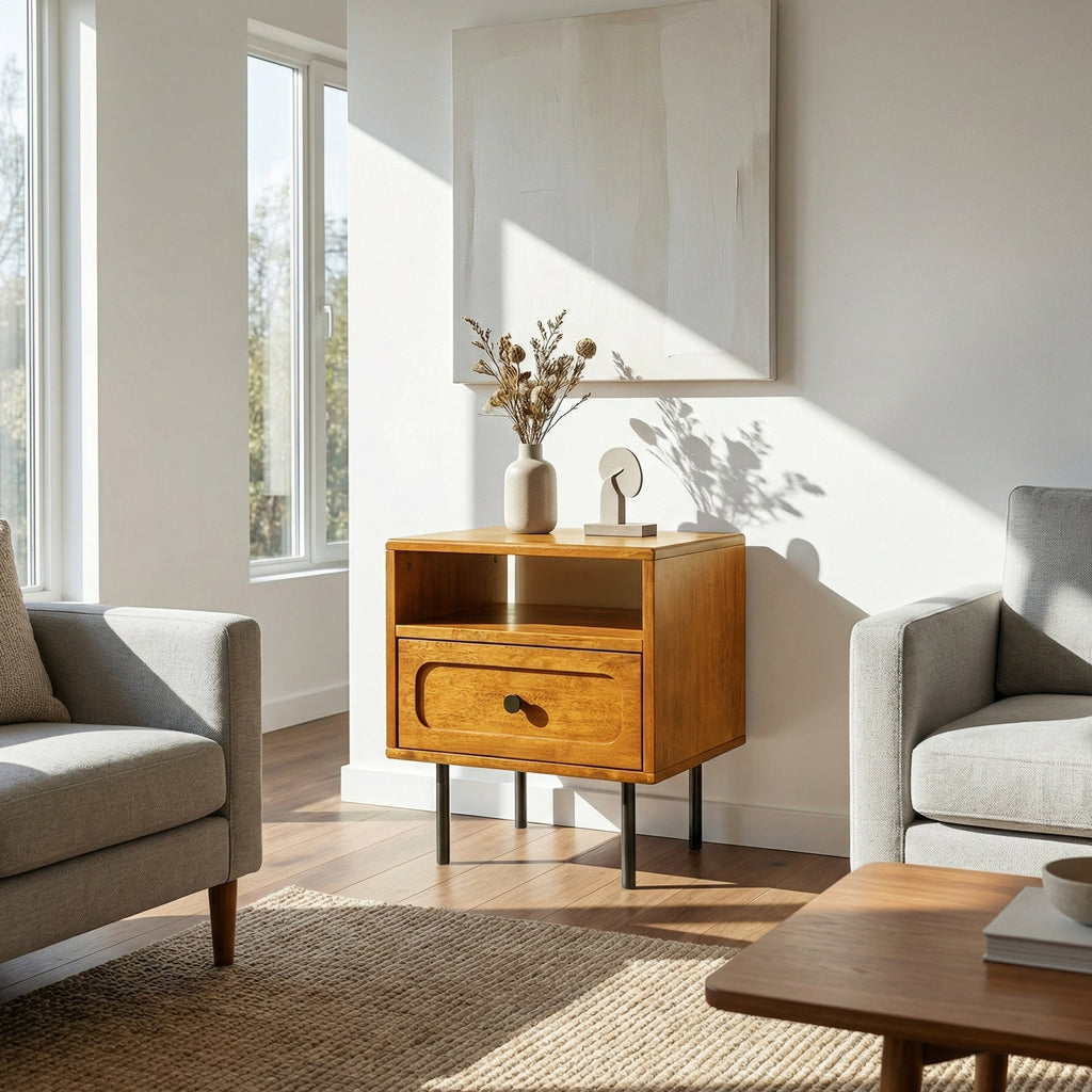 Savana Solid Wood Single-Drawer Nightstand