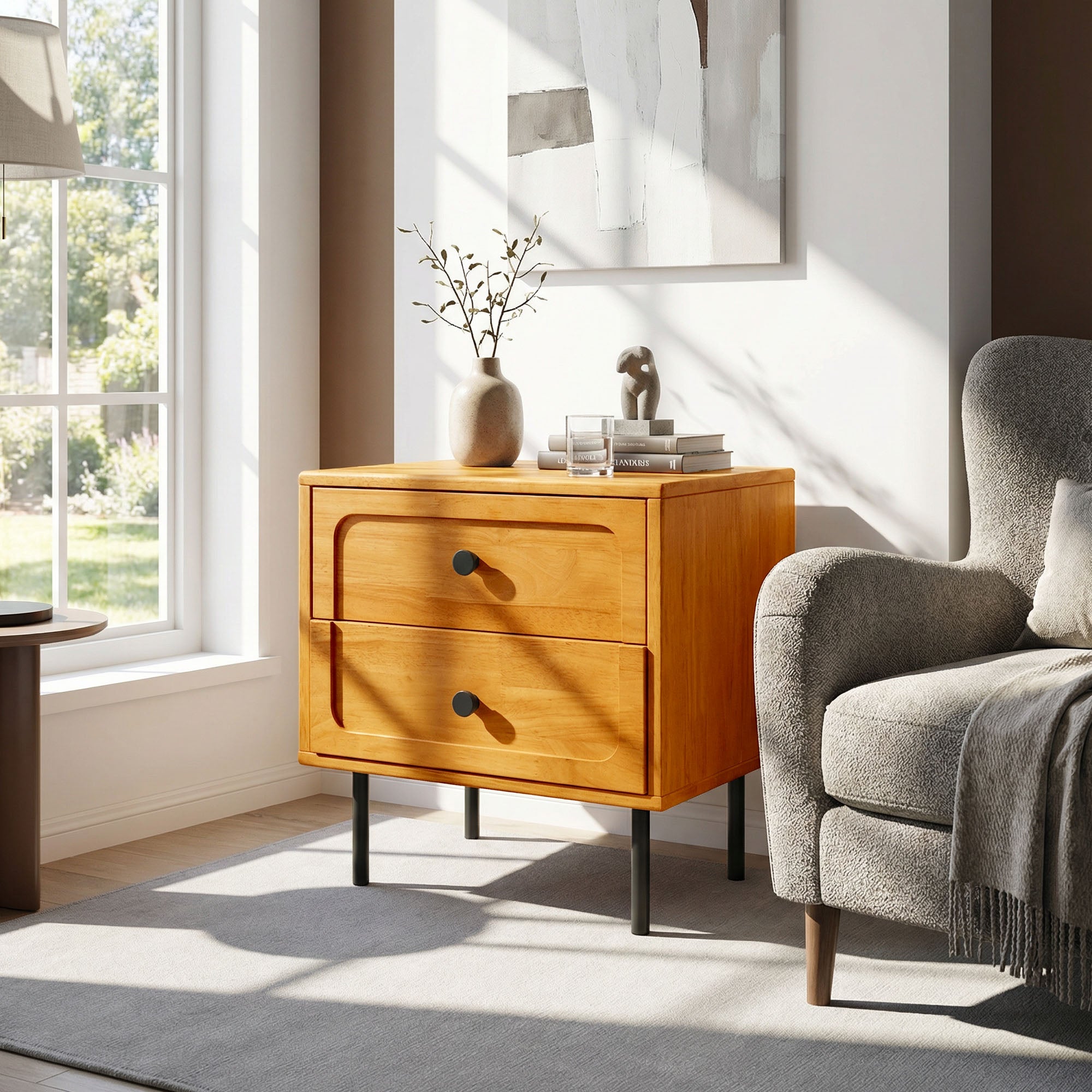 Savana Solid Wood 2-Drawer Nightstand