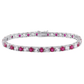 6CTW Lab-Created Ruby & White Sapphire Tennis Bracelet in 14K Gold Overlay – 7.25”