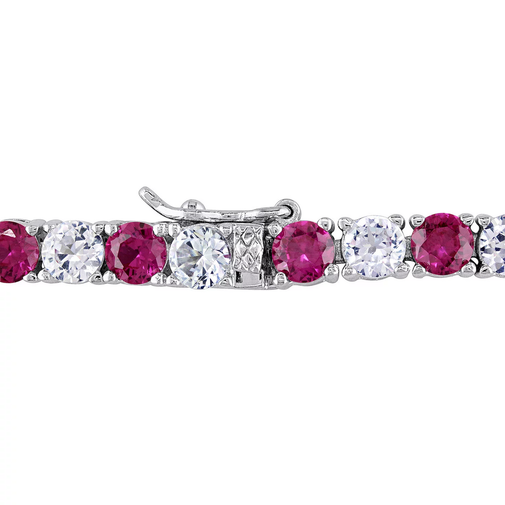 6CTW Lab-Created Ruby & White Sapphire Tennis Bracelet in 14K Gold Overlay – 7.25”
