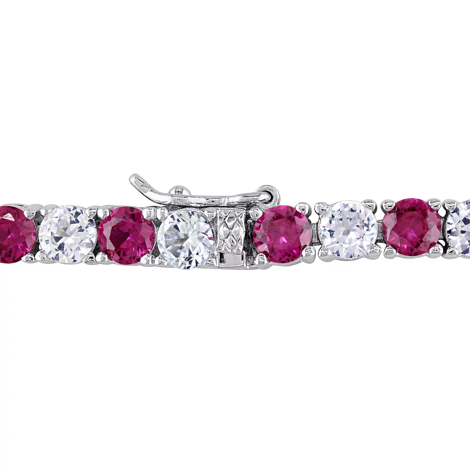 6CTW Lab-Created Ruby & White Sapphire Tennis Bracelet in 14K Gold Overlay – 7.25”