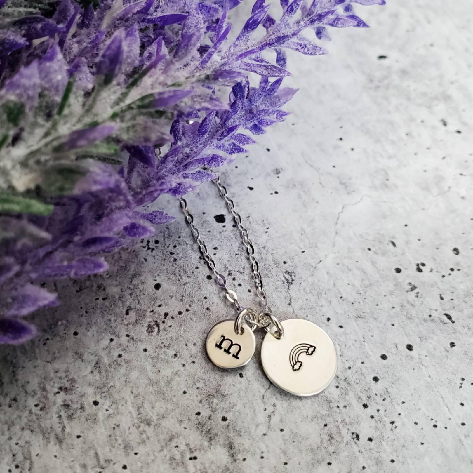 Rainbow Baby Initial Necklace