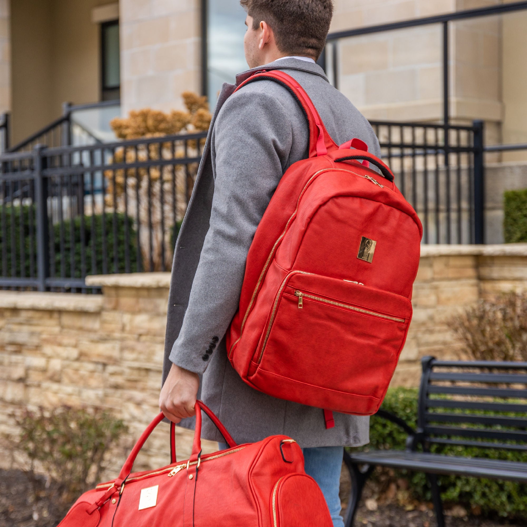 Red Leather Commuter Bag