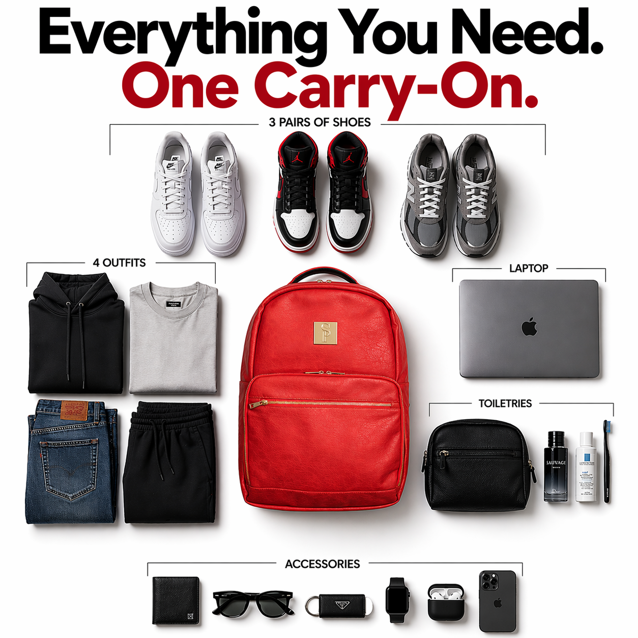 Red Leather Commuter Bag