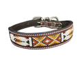 Epic Padded Leather Dog Collar with Beaded Design S