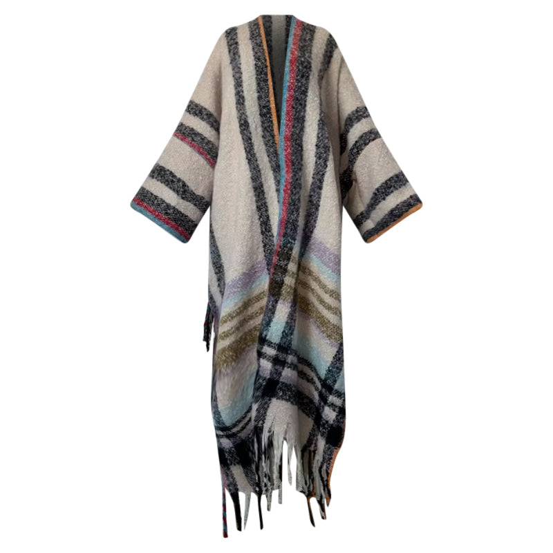 Checkmate Chic Wool Kimono