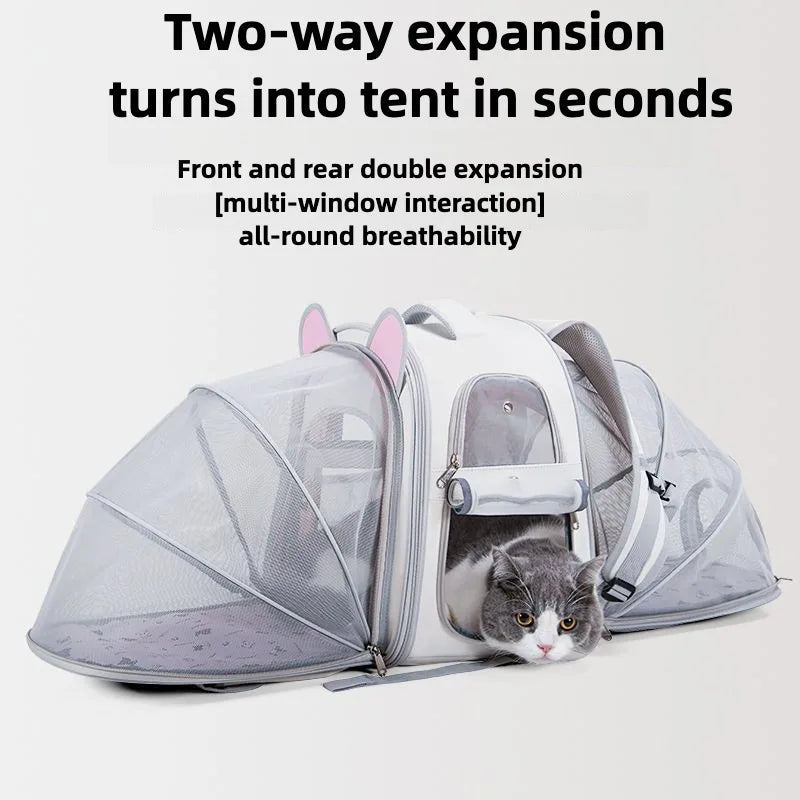 2-in-1 Cat Carrier Backpack Dual Expandable Backpack Foldable Breathable Carrier Pets and Small Dogs transporte pet backpack
