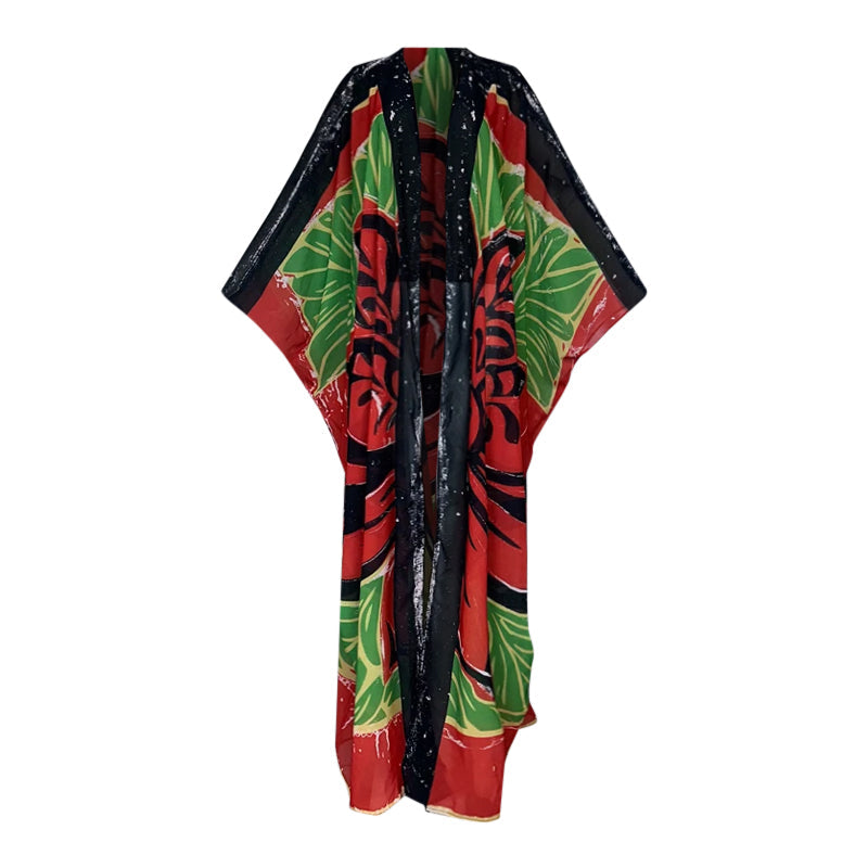 Midnight Tropicana Sheer Cover Up Kimono