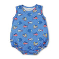 Sleeveless blue fish baby boy summer romper