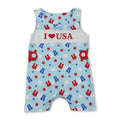 Sleeveless I love USA stars baby boy 4th of july romper